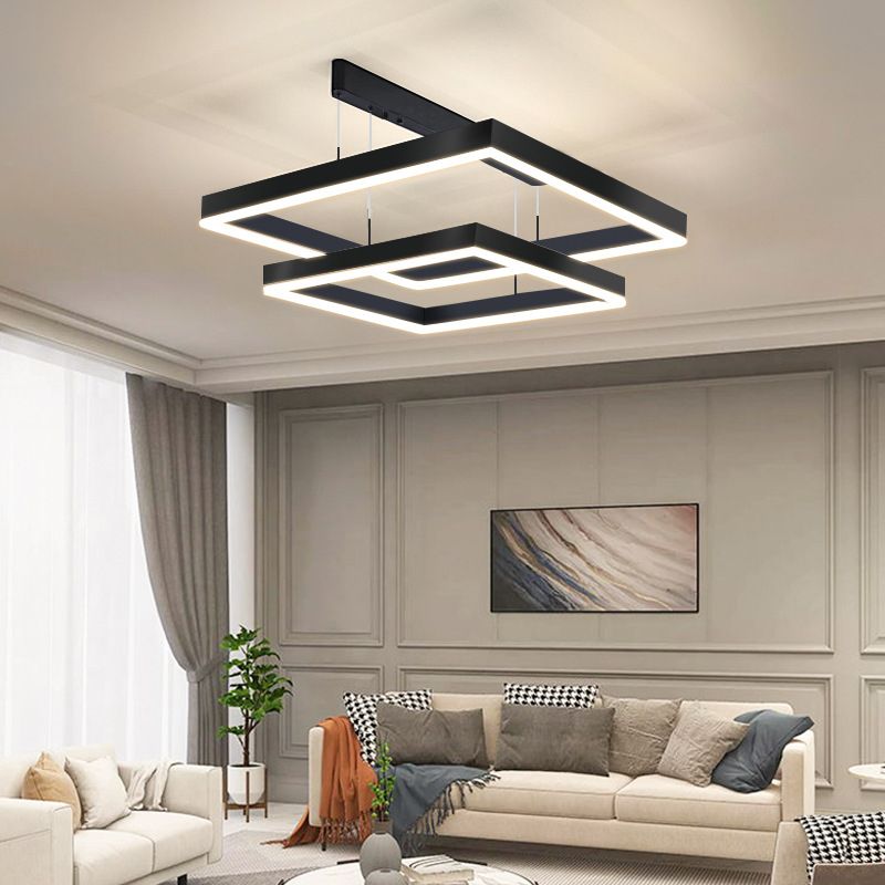 Modern Minimalist Style Multiple Squares Pendant Lighting Fixtures Metal Pendant Light Kit