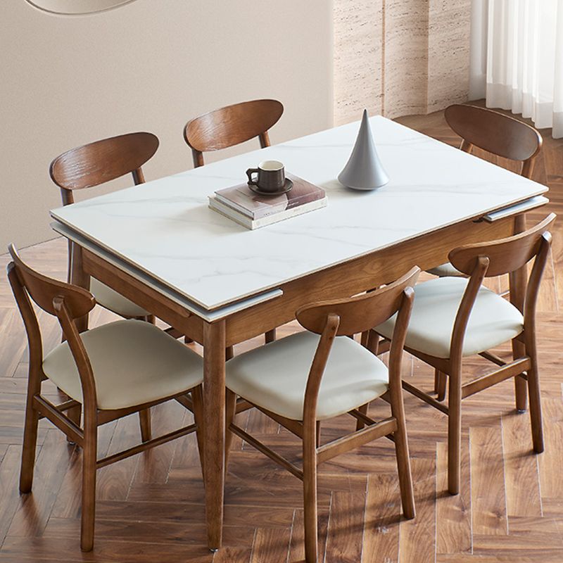 Modern Rectangle Dining Table Stone Top Extension Dining Table