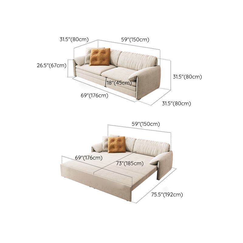 Glam Styled Fiber Sleeper Sofa Upholstered Pillow Top Arms Sofa Bed