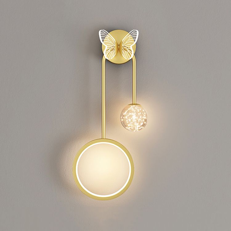 Modern Style Spherical Shape Wall Sconce Glass 3 Light Wall Lighting for Bedroom