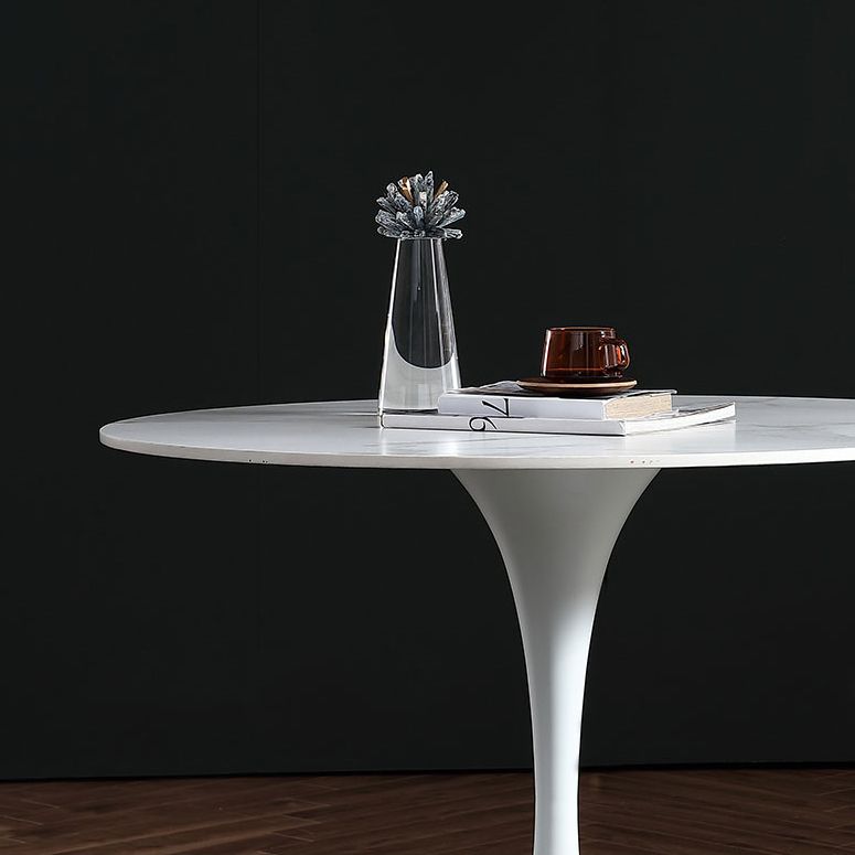 Stone Top Dining Table Modern Round Dining Table with Pedestal Base
