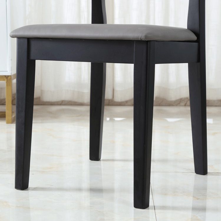 Chaise de salle à manger contemporaine, chaise latérale ouverte de 16 pouces de large avec 4 pieds en bois noir pour un usage domestique