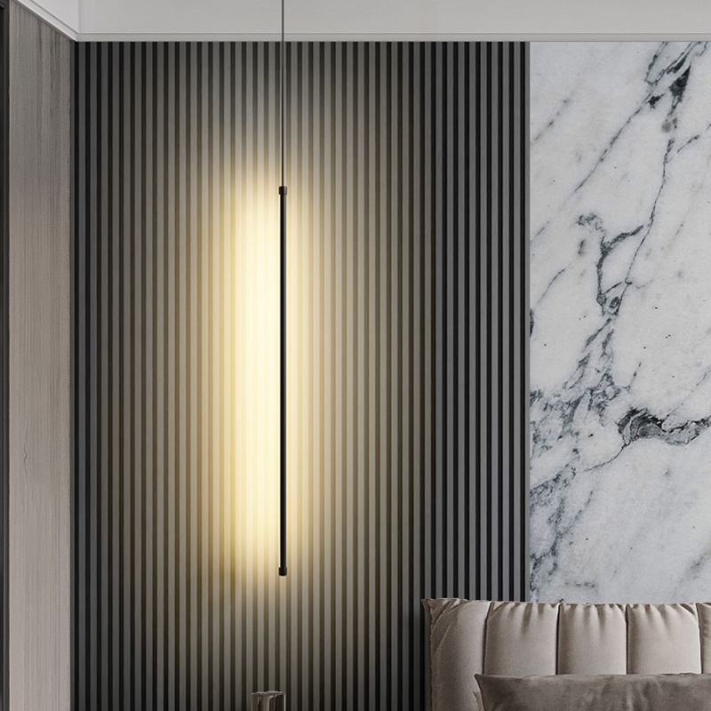 Minimalistische lineare Anhängerbeleuchtung, Acryl -LED hängen Licht in Schwarz