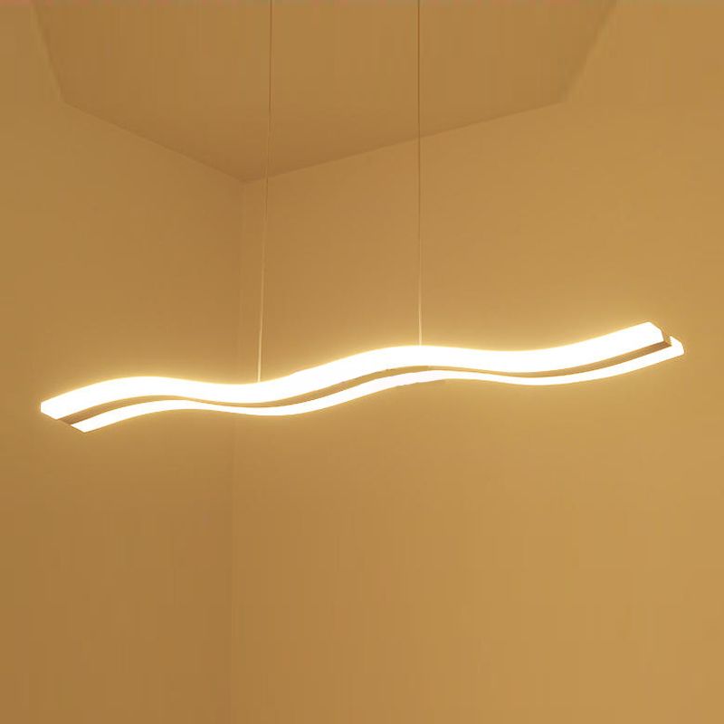 White Metal Hanging Pendant Lights Modern S Shape Hanging Lamps for Office