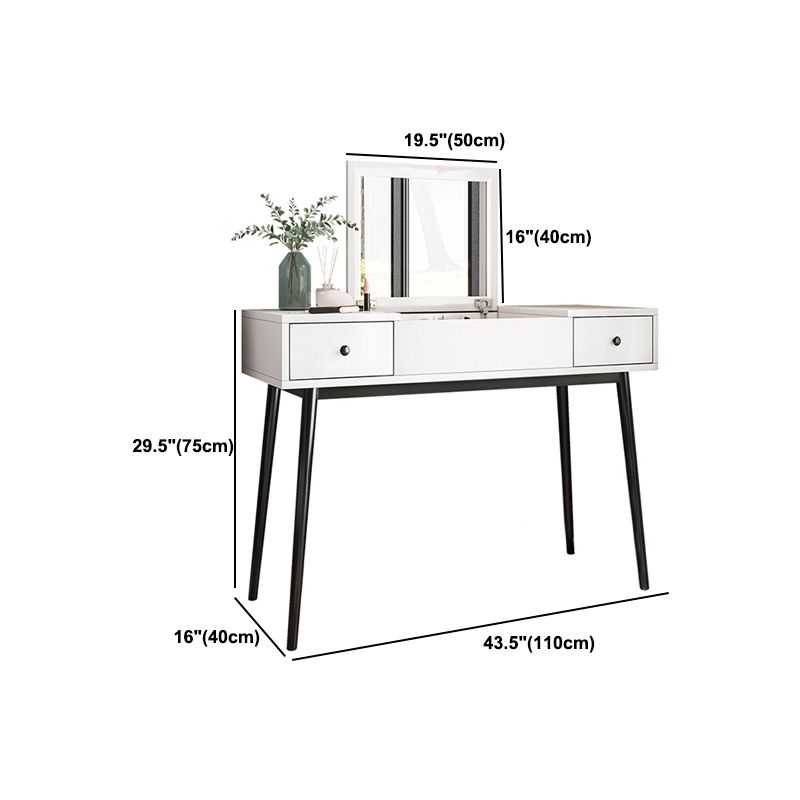 White Flip-Top Makeup Vanity Set Modern 29.53" H Dresser with Storage