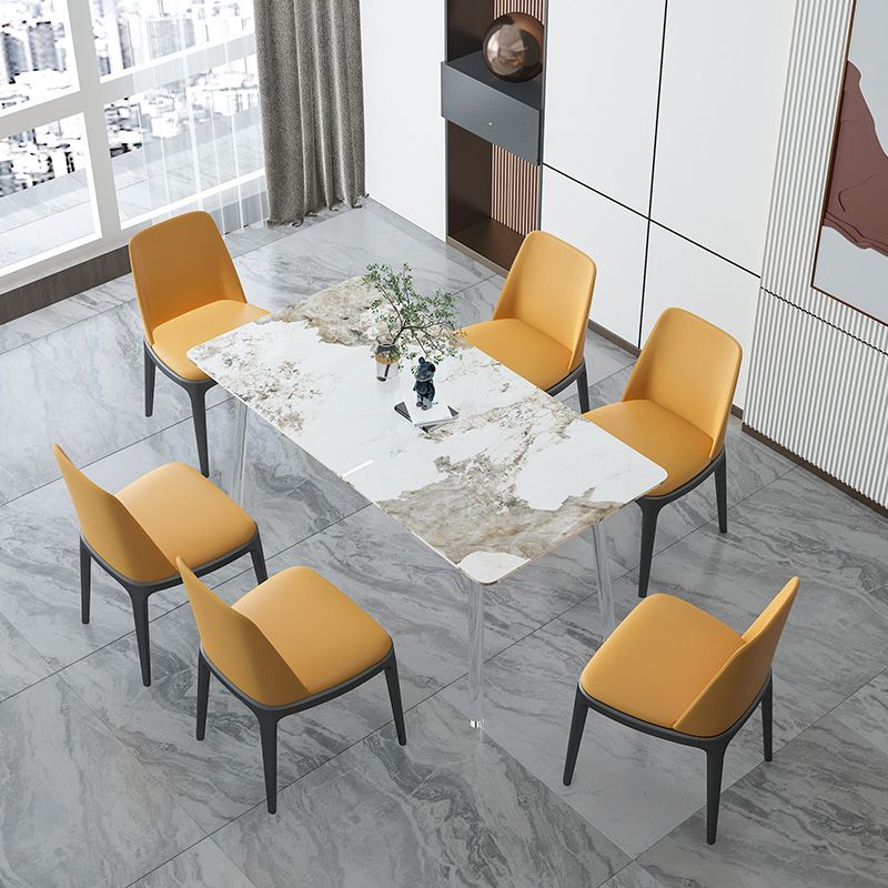 Sintered Stone Dining Table Modern Rectangle Dining Table with Acrylic Base for Home Use