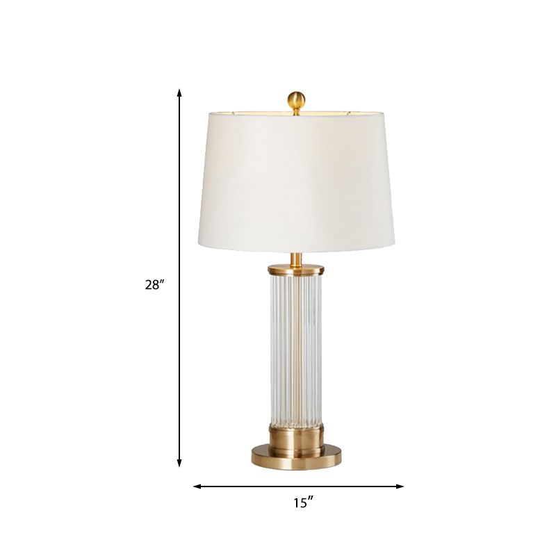 Modernist Cylindrical Task Lighting Beveled Crystal 1 Bulb Small Desk Lamp in Gold
