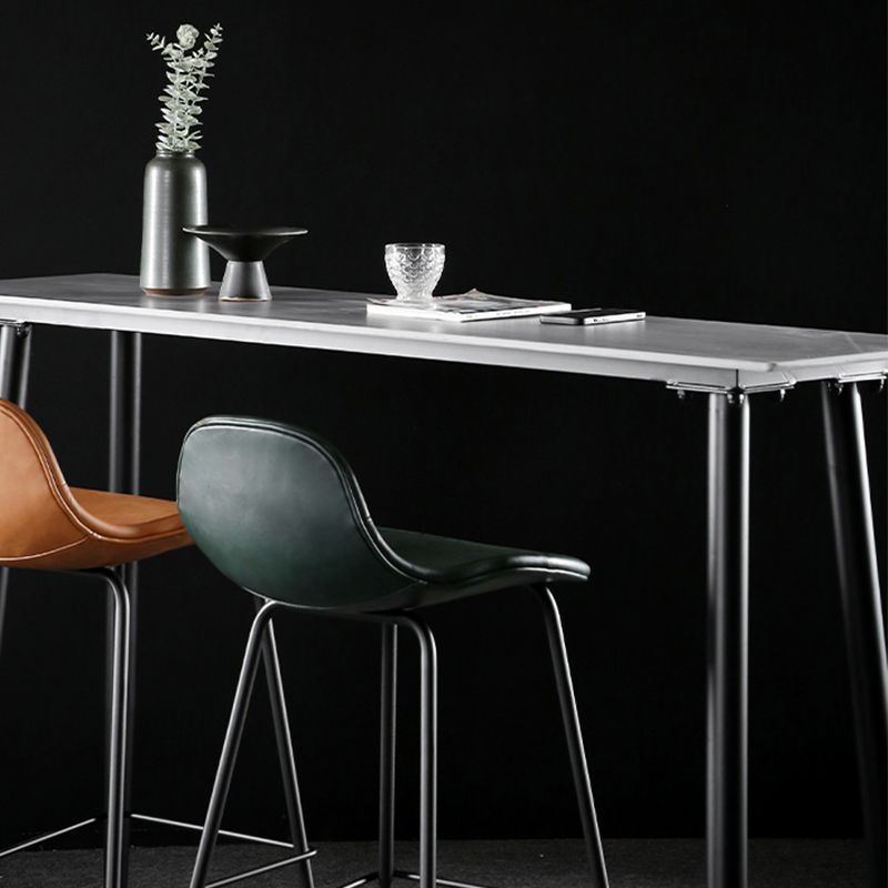 Industrial Style Bar Table Stone Rectangle Pub Table in Gray