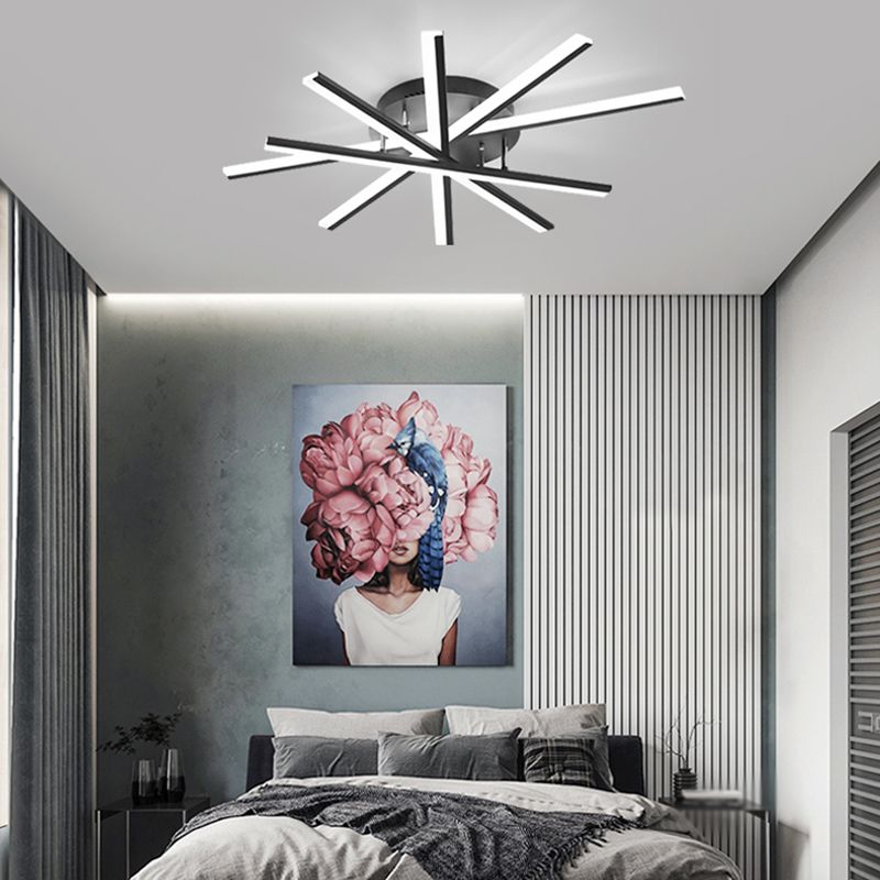 LED Modern Metal Flush Mount Sputnik Shape Ceiling Light with Acrylic Shade for Bedroom