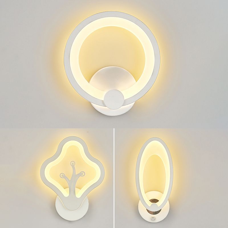 White Simplicity Acrylic LED Wall Lamp Contemporary Style Living Room Hallway Sconce Light