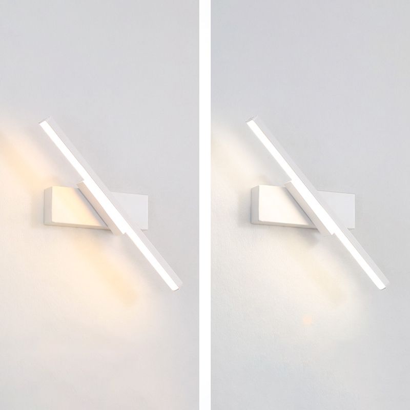 Modern Metal Wall Light Straight Rotatable 12" Wide Wall Sconce for Bedroom