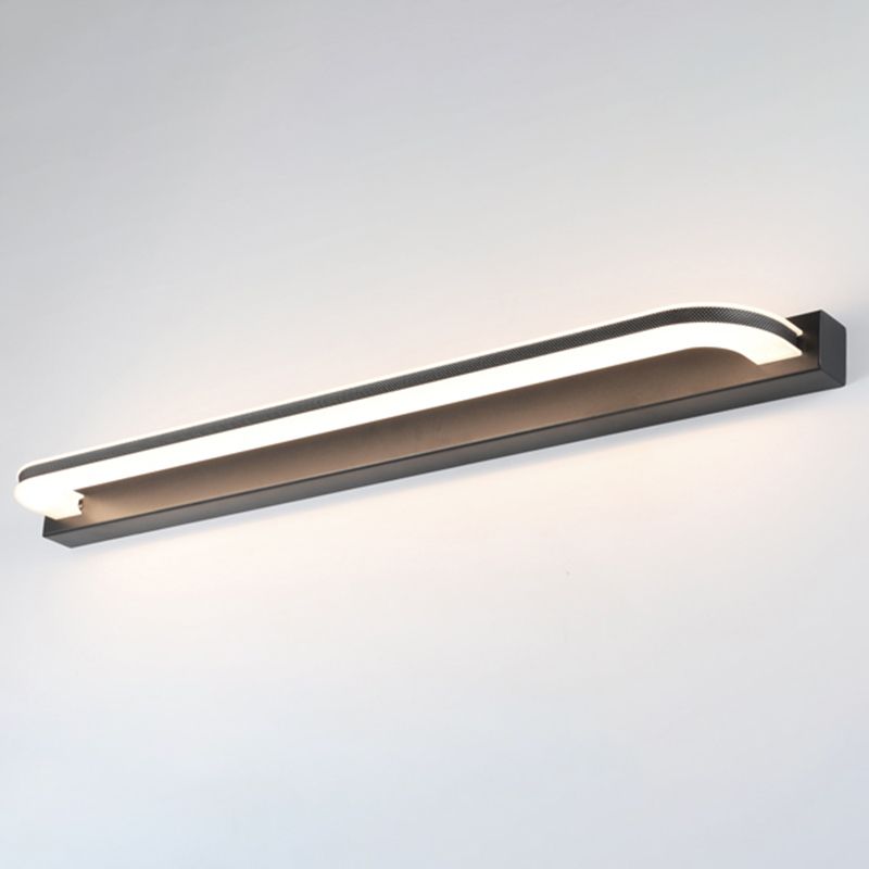 1-Light Linear Shade Wall Sconce Modern Simple Style Mirror Wall Lighting in Black