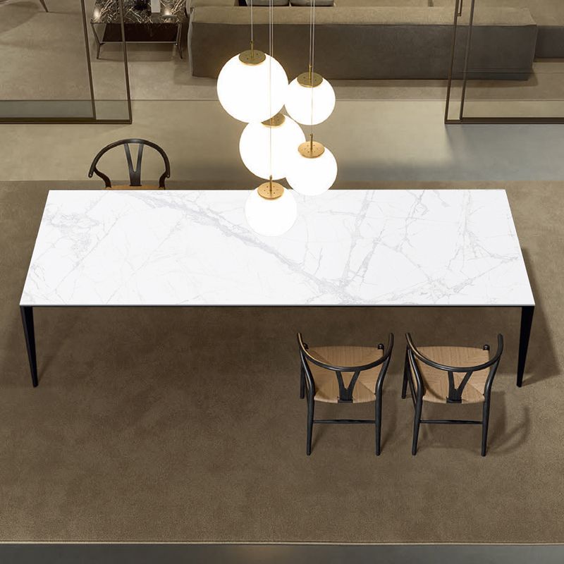 Industrial Style Sintered Stone Table 4 Legs Black Base Rectangle Table