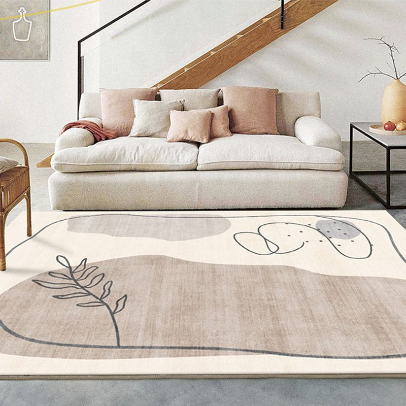 Light Brown Striped Rug Polyeste Casual Indoor Rug Stain Resistant Rug for Drawing Room