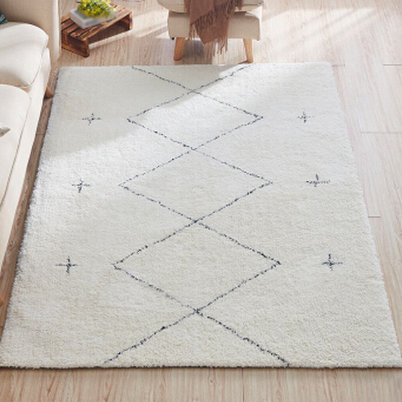 Plaid Living Room Rug Abstract Carpet Polyester Washable Area Rug