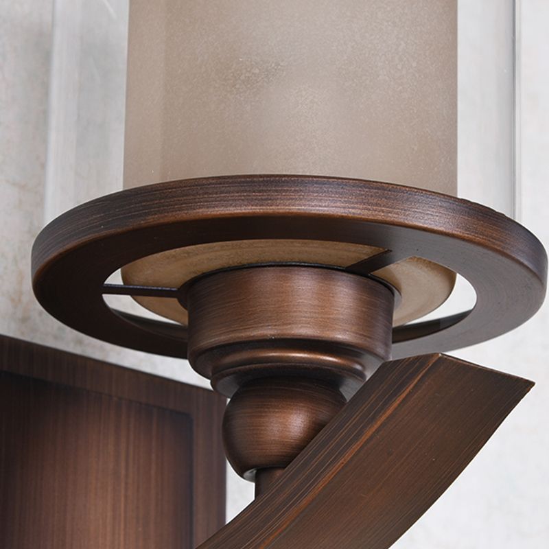 Double-Layer Glass Brown Wall Cylinder 1-Bulb Vintage Wall Light Fixture for Bedroom