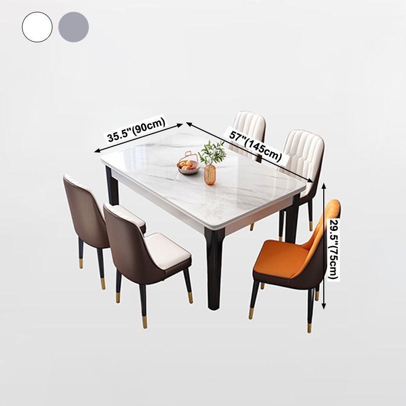 Mesa de comedor de piedra sinterizada de mediados de siglo, mesa rectangular con base de 4 patas para el hogar