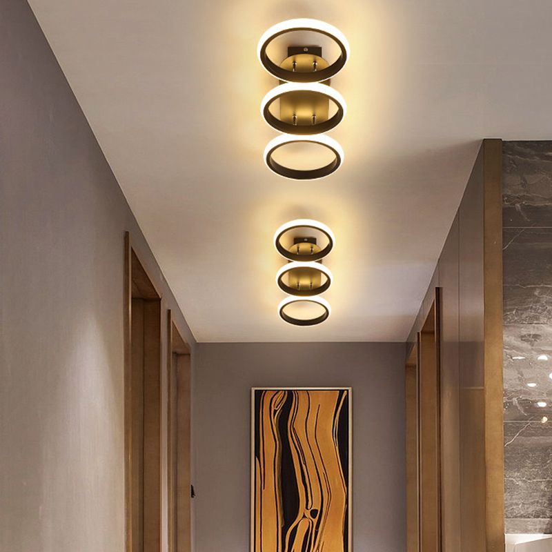 Multi Lights Modern Nordic Semi-Flush Mount Light Iron and Acrylic Shade LED Light for Kitchen