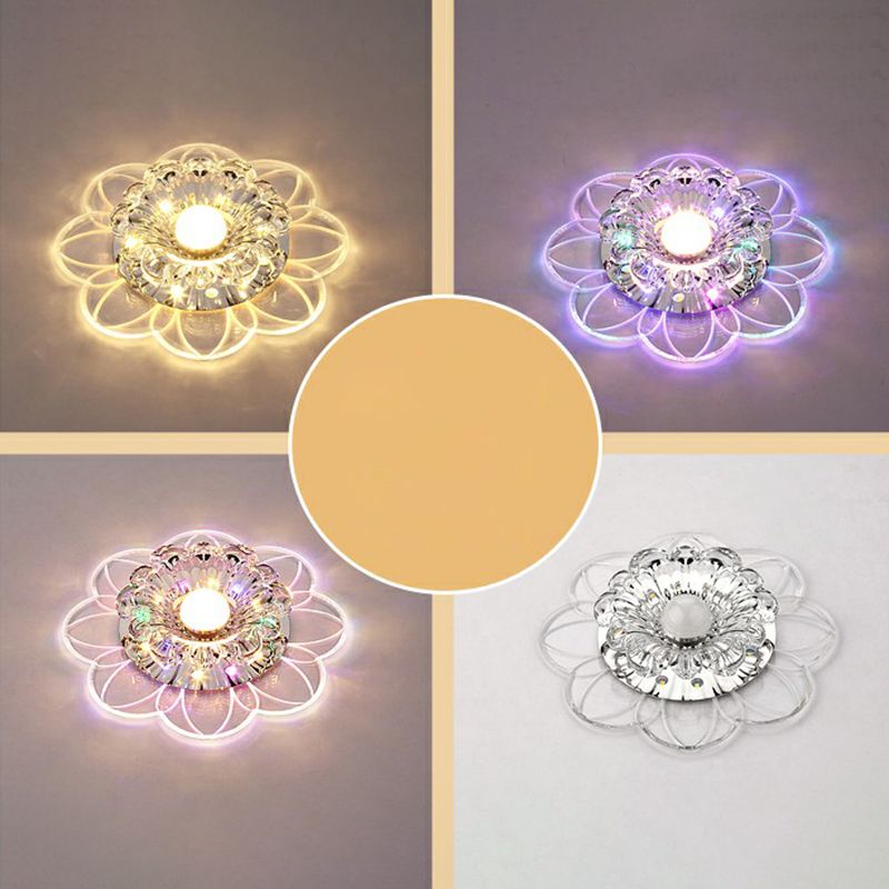 Plafonnier LED encastrable pour couloir de fleurs, plafonnier en cristal Simplicity en transparent