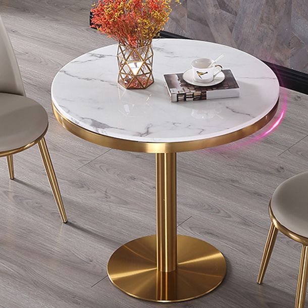 Marble Dining Table Luxury Style Single Pedestal Round Table for Dining Room