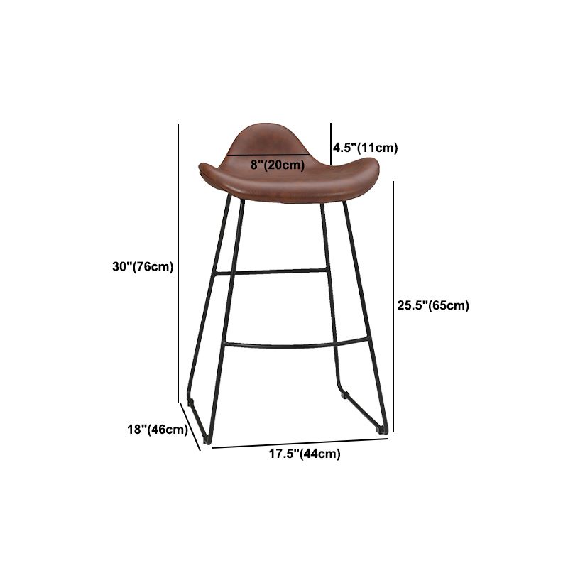 Indoor Footrest Leather Dining Stool Bucket Modern Counter Stool with Metal Base