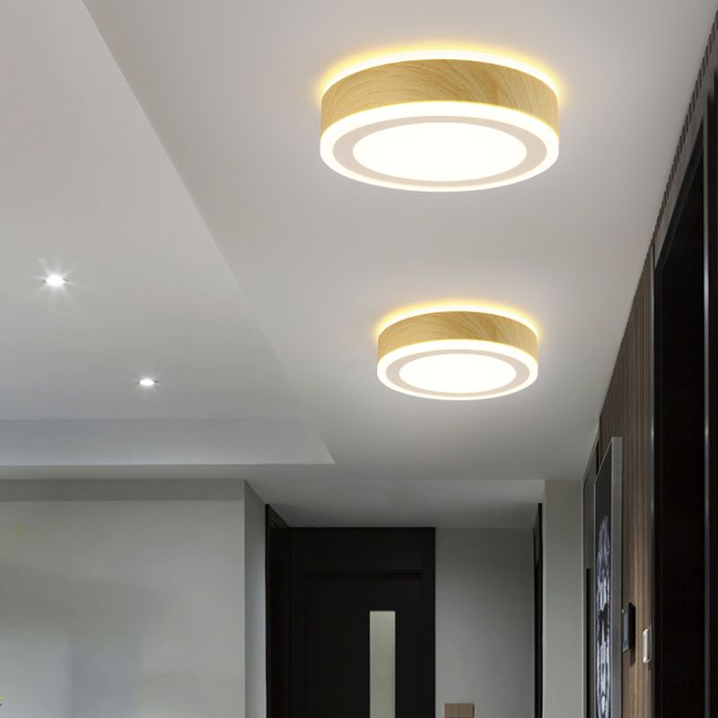 Modern Metal Flush Mount Circle Shape Ceiling Light with Acrylic Shade for Passage