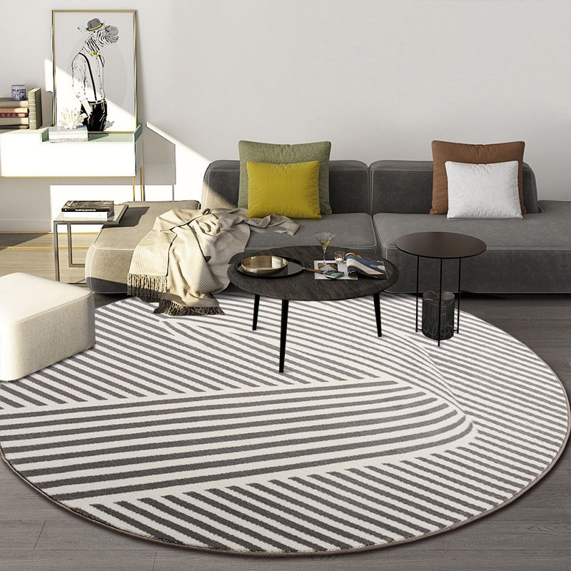 Beige Simple Carpet Polyester Line Carpet Stain Resistant Carpet for Living Room