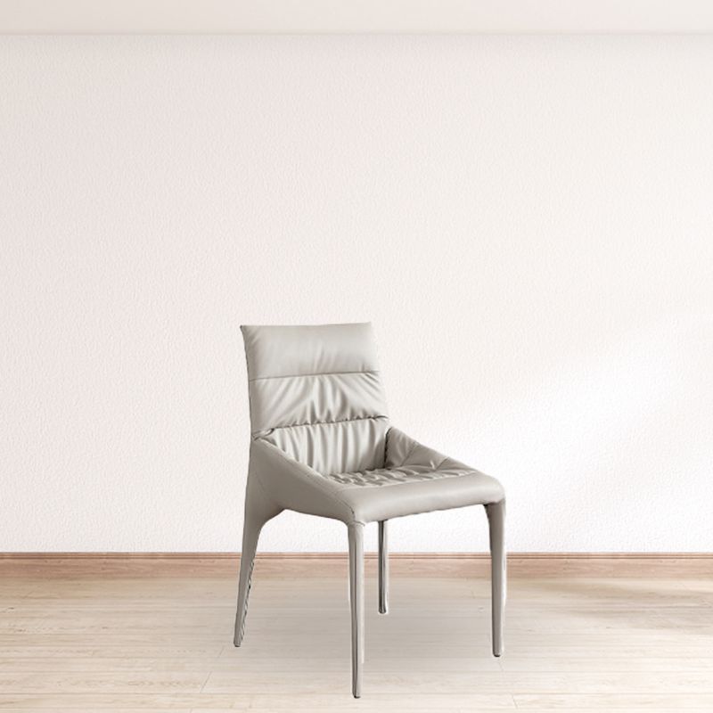 White Upholstered Dining Chair Contemporary Kitchen Dining Armless Chair