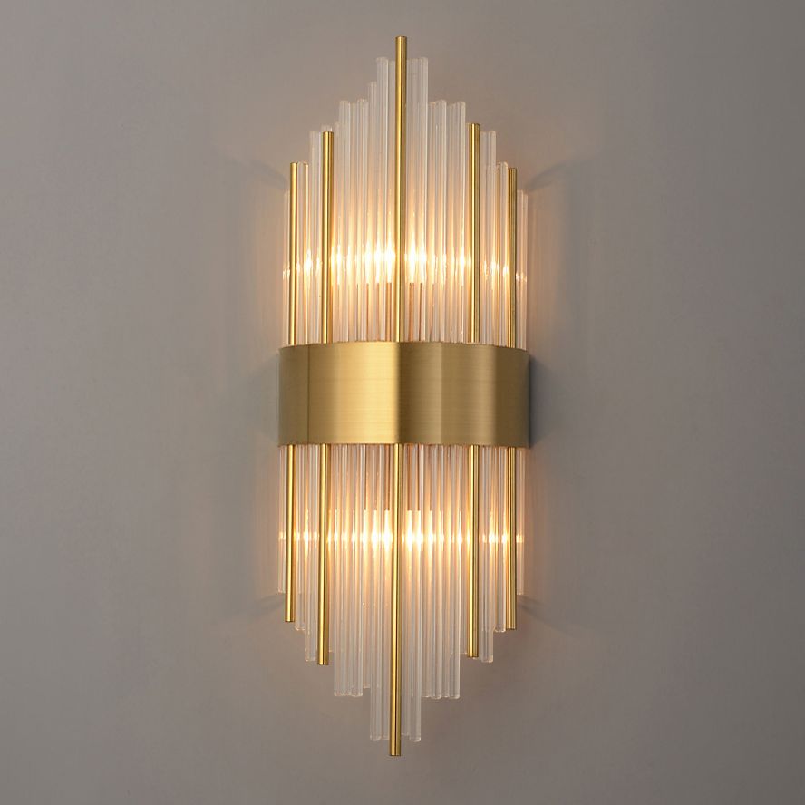 2-Bulb Postmodern Style Crystal Wall Mounted Lamp for Corridor Half Shade Wall Light Fixture