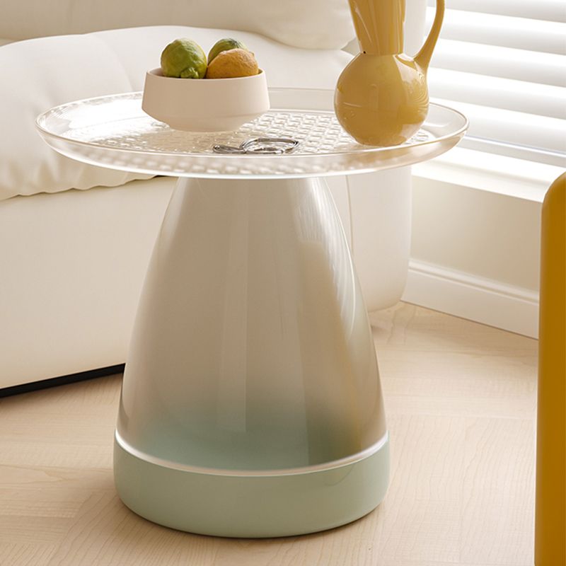 Pedestal End Table Plastic Round Side Sofa Side Accent Table with Tray Top