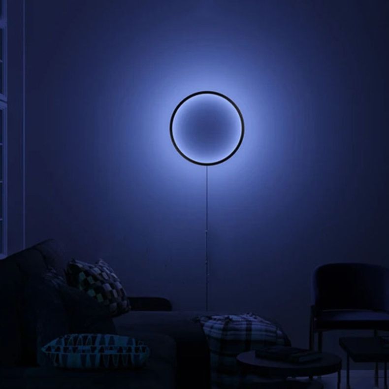 Metal Hoop Wall Mounted Light Modern Style 1 Light Wall Light Sconces