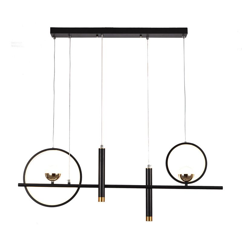 Black Geometrical over Island Lighting Simplicity Aluminum LED Hanging Lamp