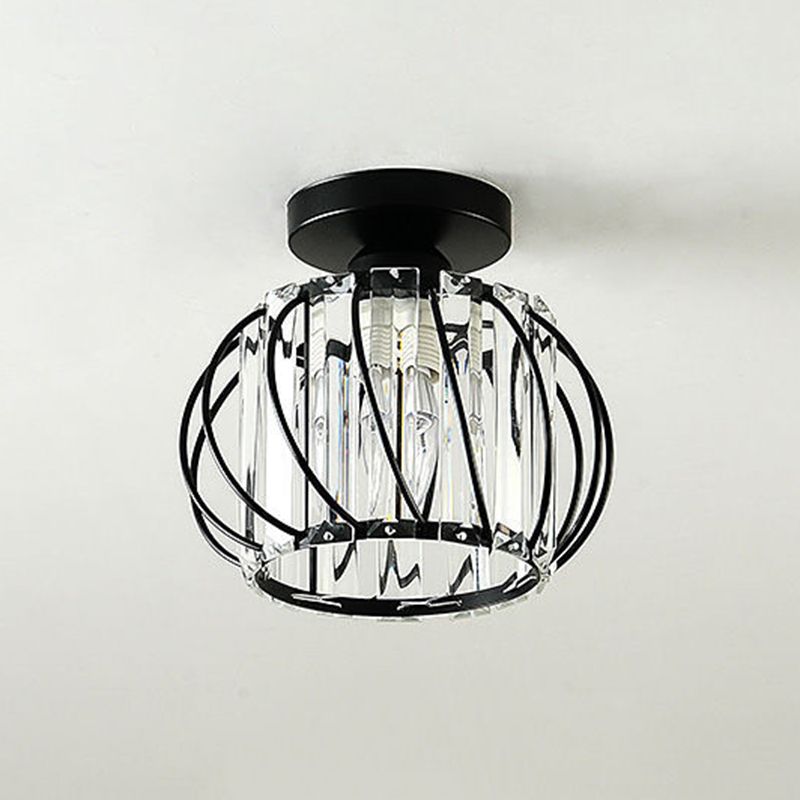 Modernism Ceiling Lighting Single Light Flush Mount Fixture with Crystal for Corridor