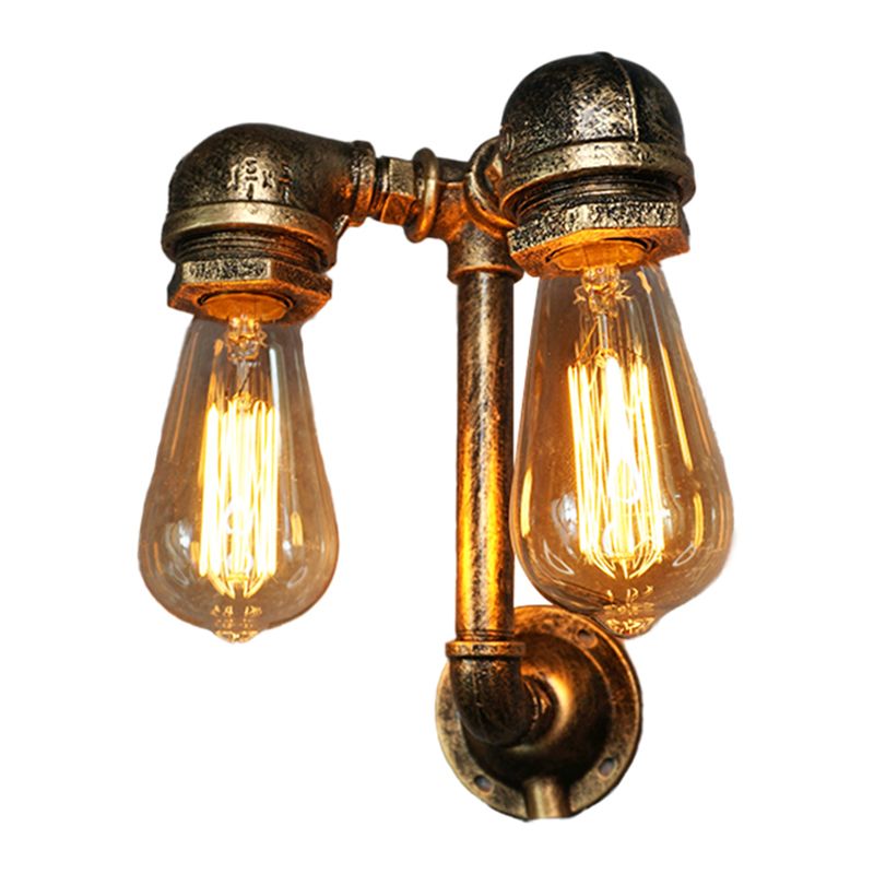 Industrial Wall Sconce Pipe Shape 2 Light Wall Light Sconces for Living Room