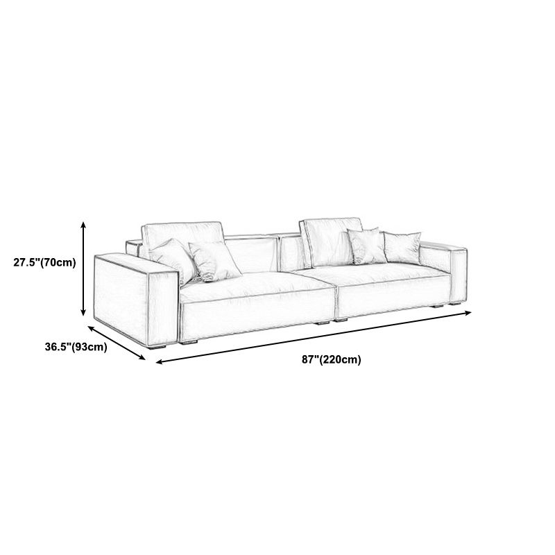 Genuine Leather Square Arm Living Room Standard Dark Brown Seating