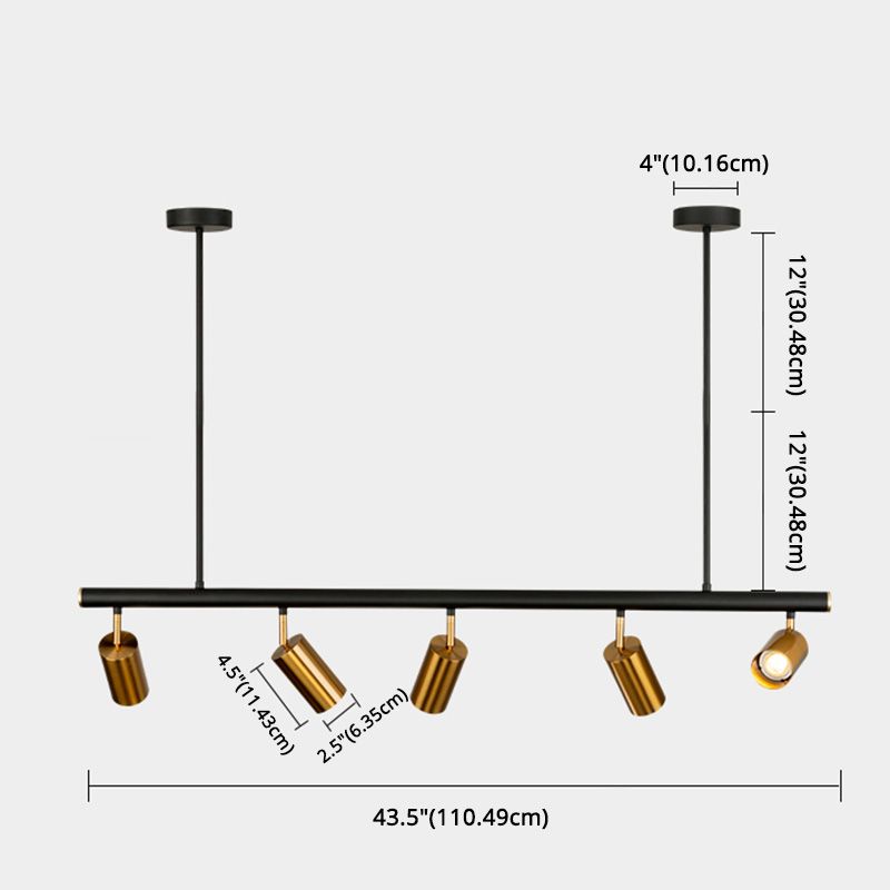 5-Lights Cylindrical Island Light Nordic Style Angle Adjustable Spotlight Dining Room Lighting Fixture
