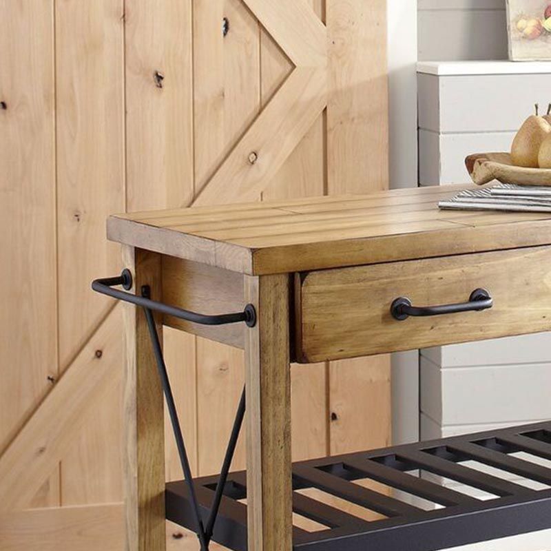 Contemporary Rolling Kitchen Cart Metal Rectangular Kitchen Island Cart