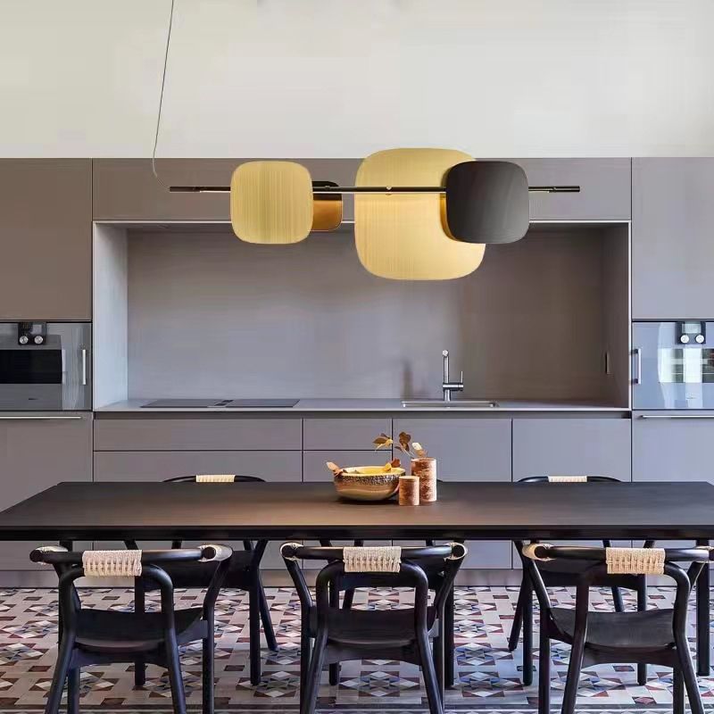 Contemporary LED Kitchen Island Lighting Metal Pendant Ceiling in Black & Gold