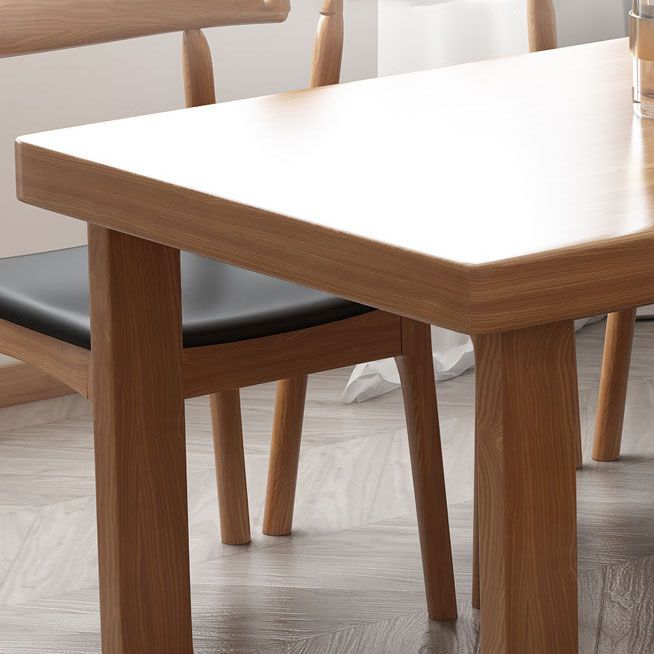 Natural Finish Solid Wood Dining Set 1/7 Pieces Modern Dinette Set with Wooden Chairs
