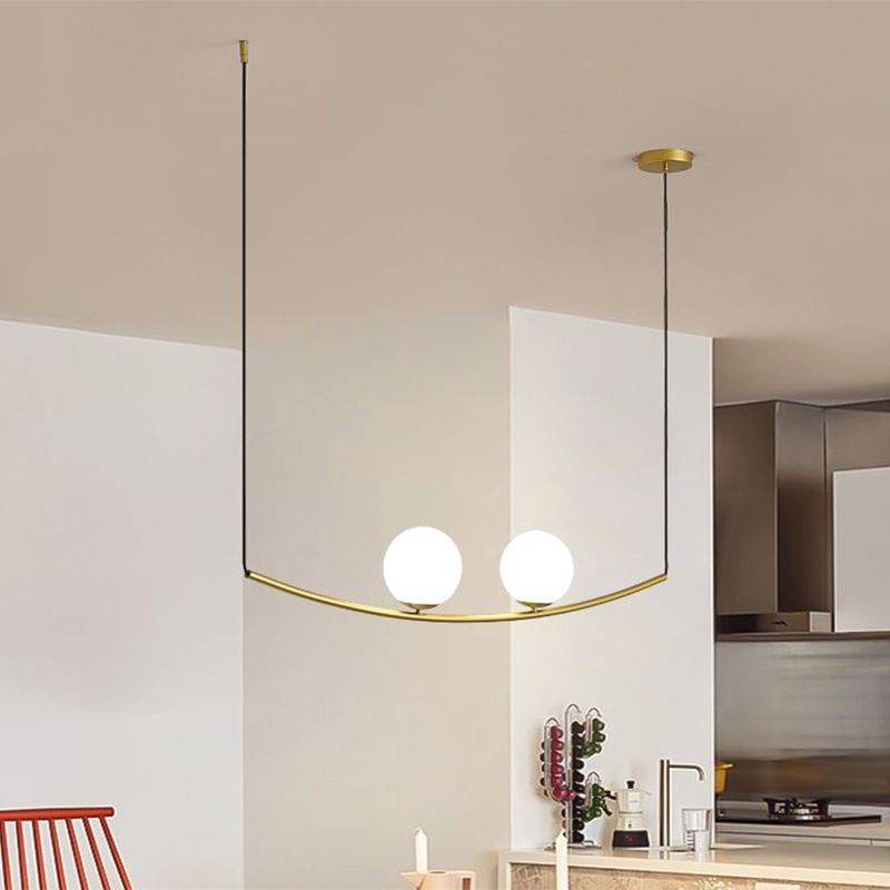 2/3 Lights Bubble Island Light Modern Simple Metal Chandelier Lighting in Black/Gold