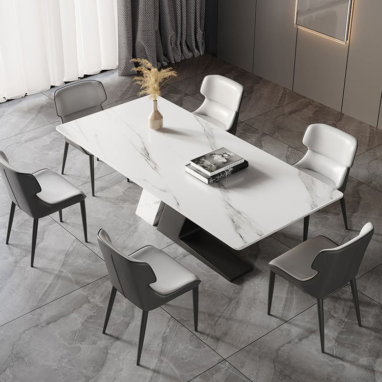 Modern Stainless Steel Dinette Set 1/2/5/7 Pieces Sintered Stone Top Dining Table Set
