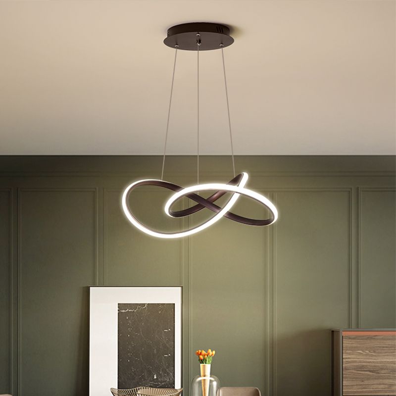 Lacquered Iron LED Pendant Light in Modern Luxury Style Acrylic Linear Chandelier for Dining Room