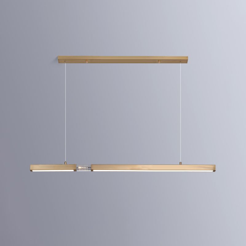 Moderne Rechteckinselinsel Kronleuchter 1-Licht-LED-Anhänger Beleuchtungskörper mit Kristall