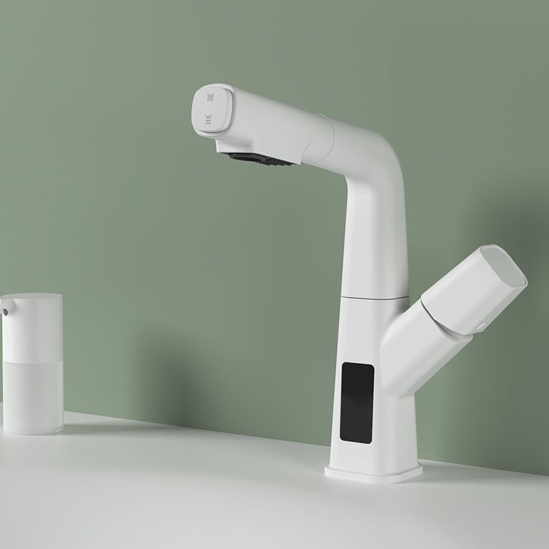 Washroom Sink Faucet Rotary Handle Pull-out Single Hole Sink Faucet