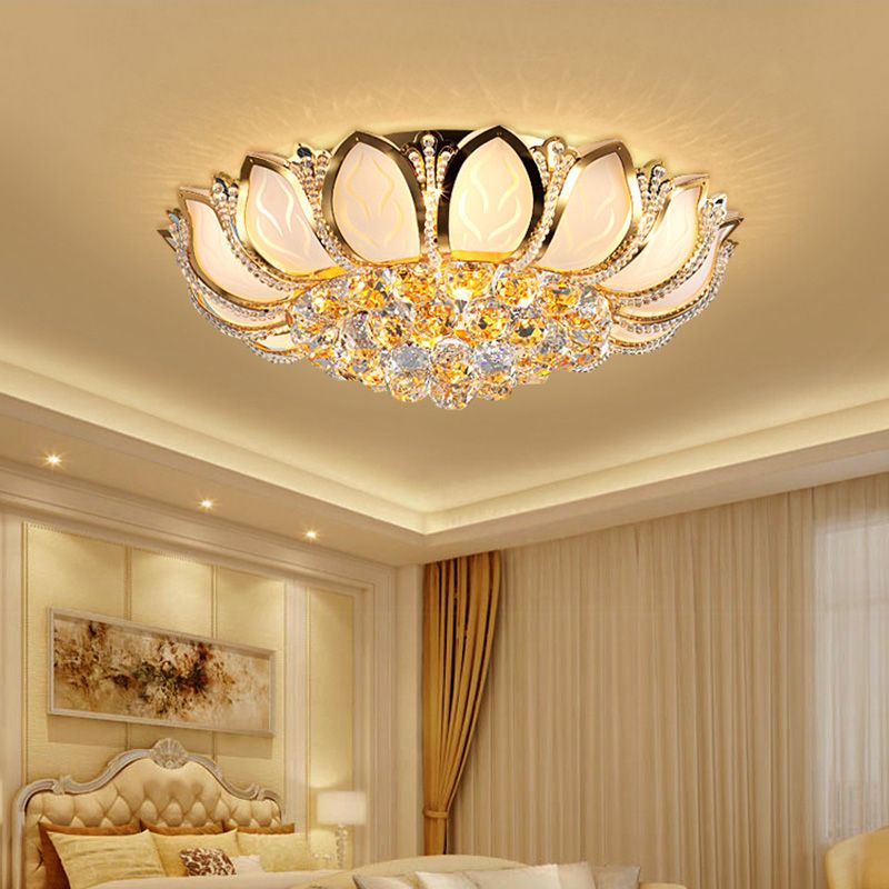 Fleur cristal encastré plafonnier style moderne or encastré luminaire