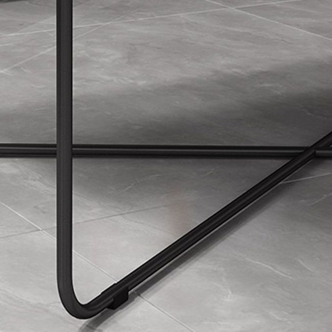 Mid-Century Modern Coffee Table with Iron Tray Top and Iron Cross Base