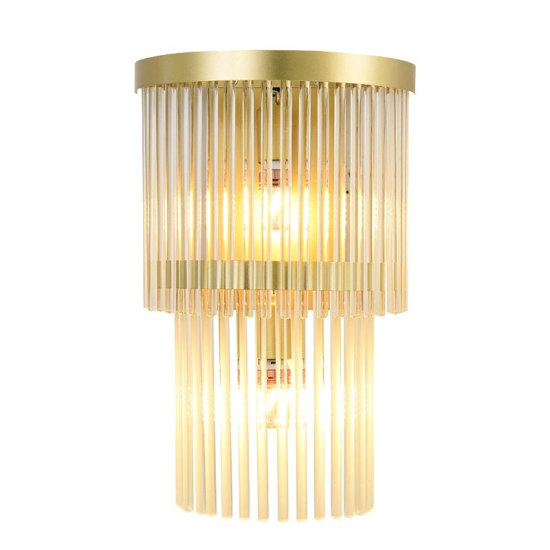2-Light Geometric Sconce Light Fixture Modern Crystal Wall Light