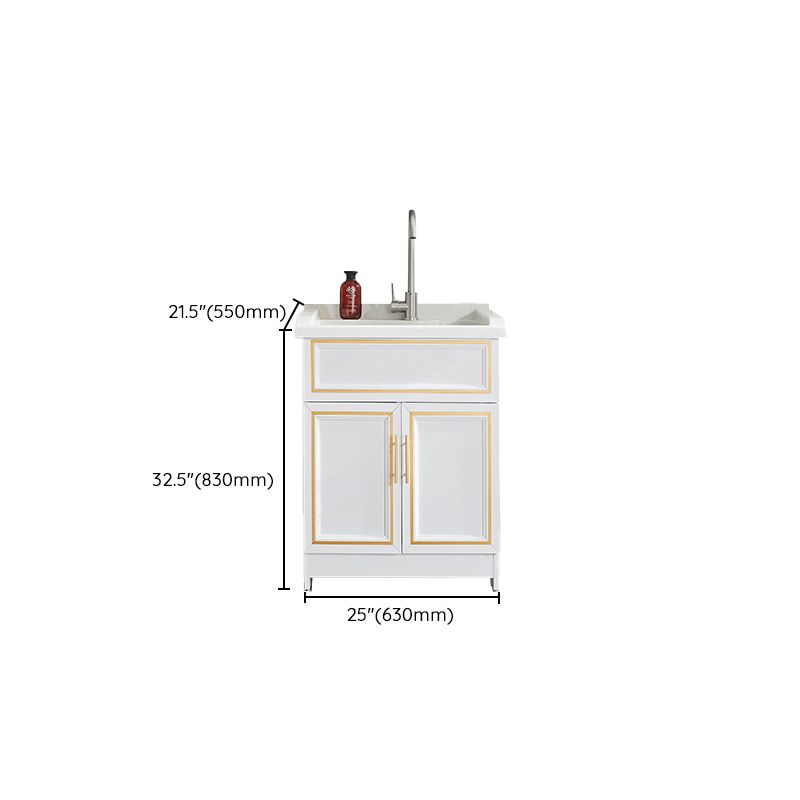 Bathroom Sink Vanity Ceramic Sink Drawers Storage Shelf Vanity with Faucet