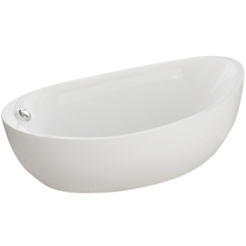 White Freestanding Bath  Acrylic Soaking Oval Modern Bathtub