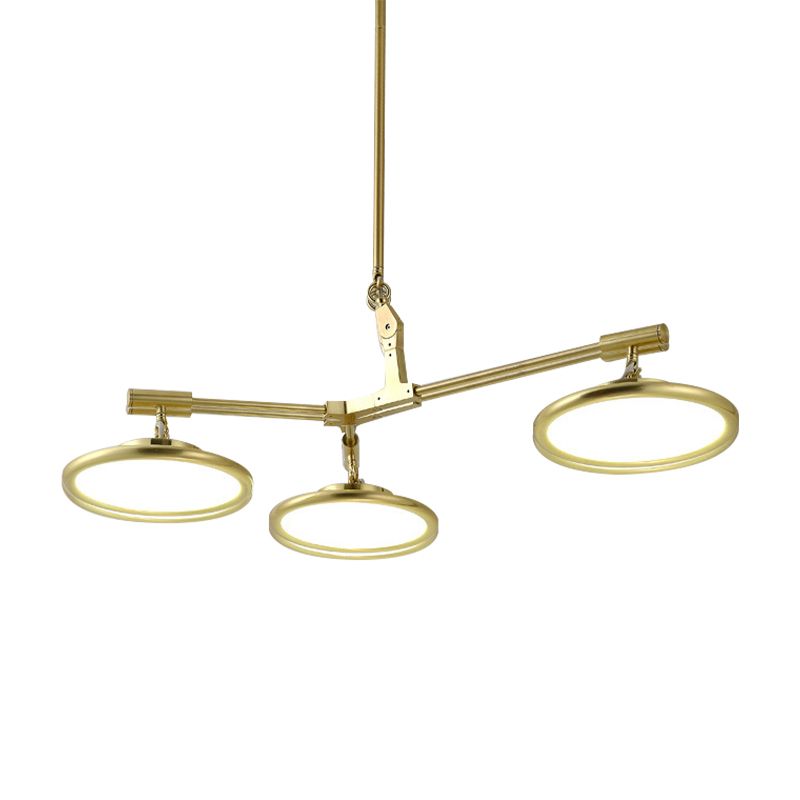 Round Chandelier Light Contemporary Glass 3/5/8 Lights Gold Hanging Pendant in Warm/White Light